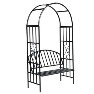 vidaXL Rose Arch | Black | Powder-Coated Metal | Medium | Decorative Inlays