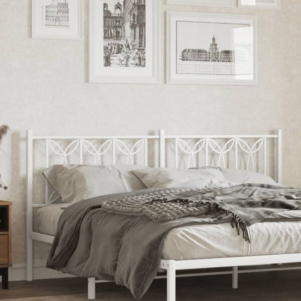 vidaXL Metal Replace Headboard White 180 cm