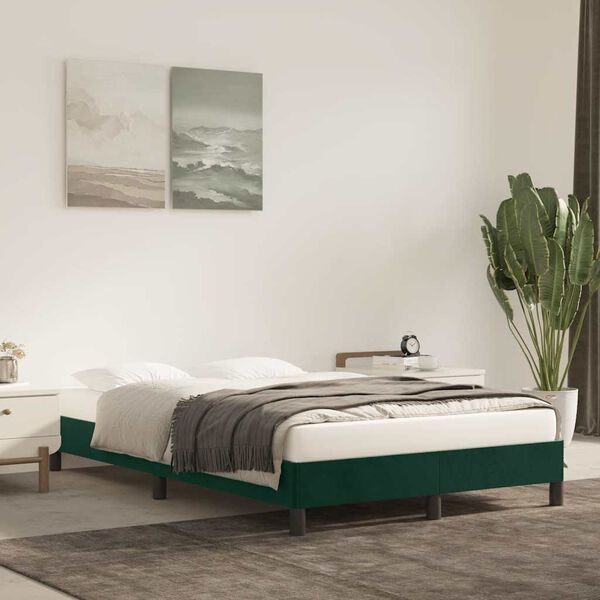 vidaXL Bed Frame without Mattress Dark Green 120x190 cm Small Double Velvet