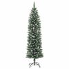 vidaXL Artificial Slim Christmas Tree Green and white 210 cm
