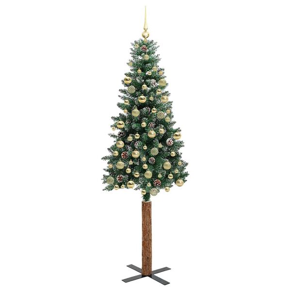 vidaXL Slim Christmas Tree Green 210 cm PVC and Solid Pine wood