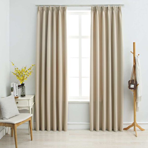 vidaXL Blackout Curtains with Hooks 2 pcs Beige 140x175 cm