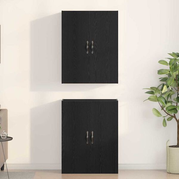 vidaXL Wall-Mounted Cabinet 2 pcs Black Oak 69.5 x 34 x 90 cm