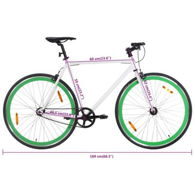 vidaXL Fixed Gear Bike White and Green 700c 59 cm