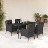 vidaXL 5 Piece Garden Dining Set with Cushions Black Poly Rattan