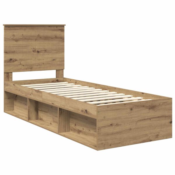 vidaXL Bed Frame Artisian Oak 75 x 190 cm Solid Pine Wood