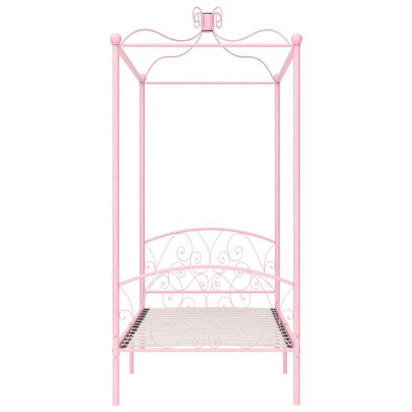 vidaXL Canopy Bed Frame without Mattress Pink Metal 90x200 cm