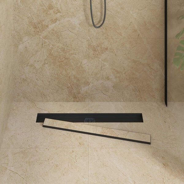vidaXL Shower Drain 2-in-1 with 360&deg; Siphon Black 70 cm