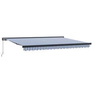 Retractable Awning Blue and White 400 x 300 cm Canvas and Aluminium