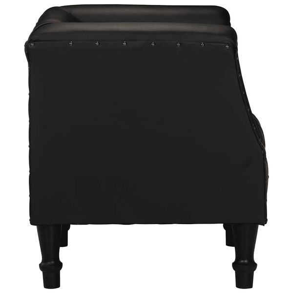 vidaXL Tub Chair Black Real Goat Leather