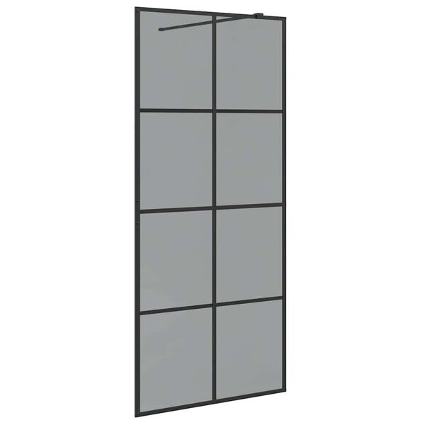 vidaXL Walk-in Shower Wall Black 90 x 195 cm Tempered Glass