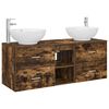 vidaXL Bathroom Furniture Set 3 pcs Smoked Oak 129 x 44.5 x 80 cm