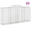 vidaXL Arched Gabion Baskets 3 pcs 300x50x140/160 cm Galvanised Iron