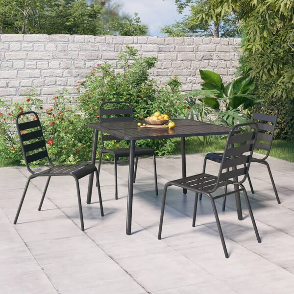 vidaXL 5 Piece Garden Dining Set Anthracite Steel