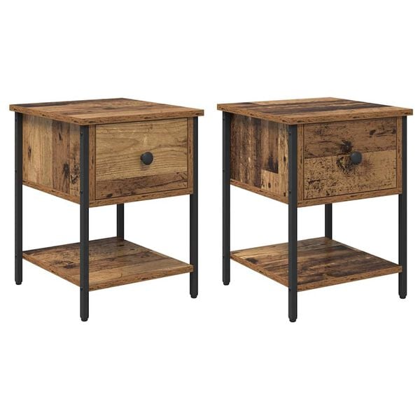 vidaXL Bedside Table 2 pcs Old Wood 34 x 35.5 x 45 cm Engineered Wood