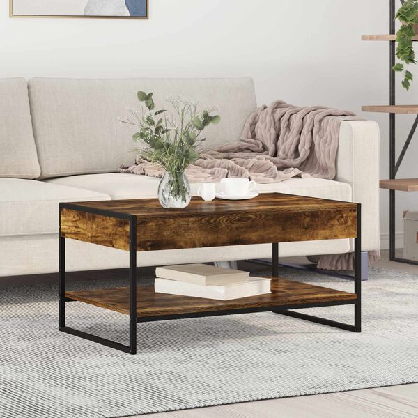 vidaXL Coffee Table Smoke Oak 80 x 50 x 40 cm Engineered Wood