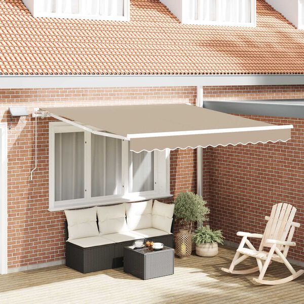 vidaXL Retractable Awning with Manual Beige 300 x 250 cm Fabric