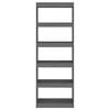 vidaXL Book Cabinet/Room Divider Grey 60x30x167.5 cm Solid Wood Pine