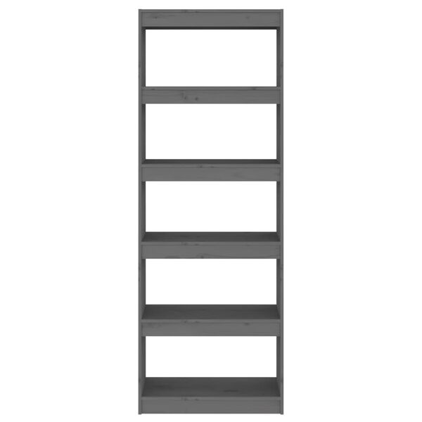 vidaXL Book Cabinet/Room Divider Grey 60x30x167.5 cm Solid Wood Pine