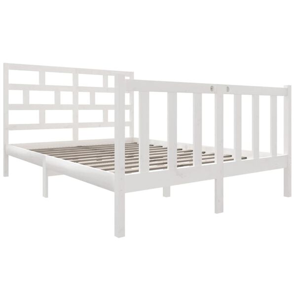 vidaXL Bed Frame without Mattress White Solid Wood Pine Small Double
