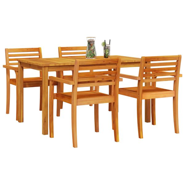 vidaXL Garden Dining Set 5 pcs Brown Solid Acacia Wood