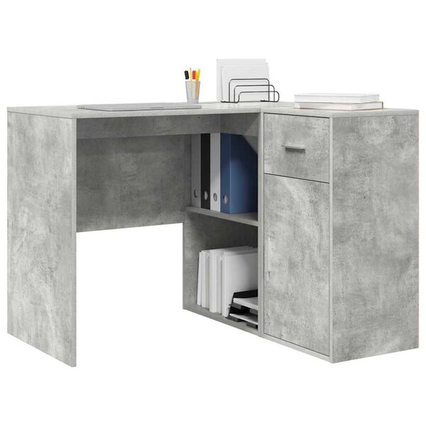 vidaXL Corner Desk with Drawer Concrete Grey 102 x 88 x 75 cm