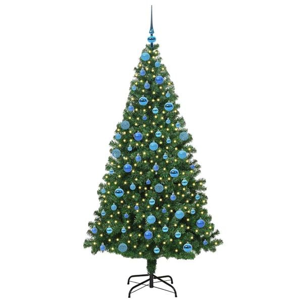 vidaXL Upside-down Artificial Pre-lit Christmas Tree with Ball Set PVC