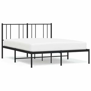 vidaXL Metal Bed Frame without Mattress with Headboard Black 120x200cm