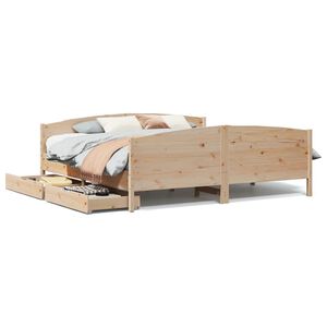 vidaXL Bed Frame without Mattress 180x200 cm Super King Solid Wood Pine