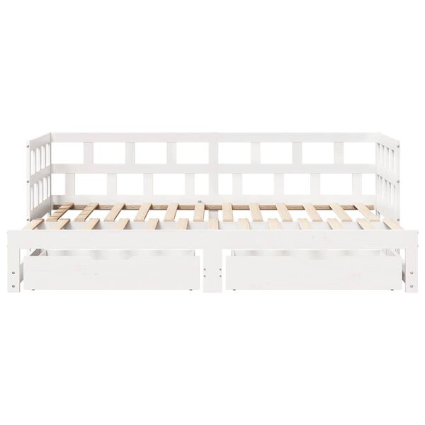 vidaXL Daybed with Trundle and Drawers without Mattress White 90x190 cm Single