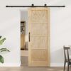 vidaXL Sliding Door Natural and Black 73.5 x 198.5 cm Solid Pine Wood