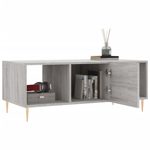 vidaXL Coffee Table Grey Sonoma 102x50x40 cm Engineered Wood