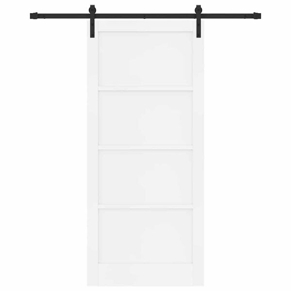 vidaXL Sliding Door White and Black 93 x 211 cm Solid Pine Wood