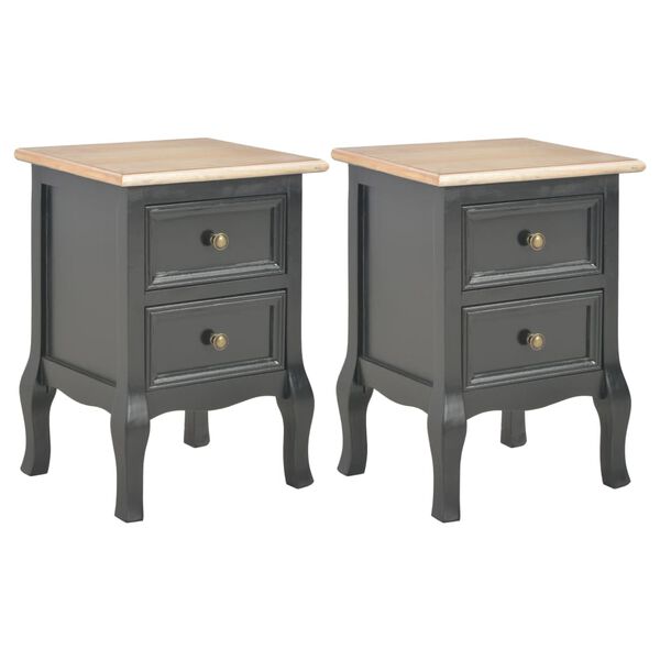 vidaXL Bedside Cabinets 2 pcs Black 35x30x49 cm MDF