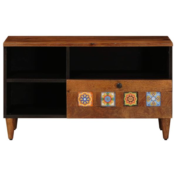 vidaXL TV Cabinet with Shelf Walnut 80 x 33.5 x 46 cm Solid Mango Wood