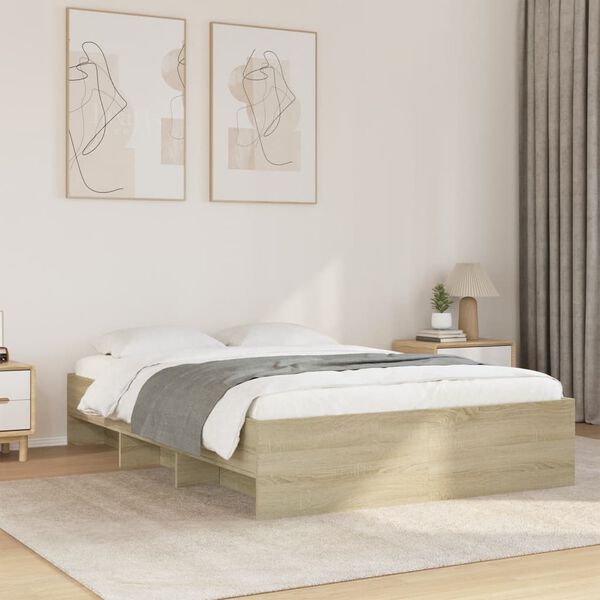 vidaXL Bed Frame without Mattress Sonoma Oak 120x190 cm Small Double Engineered Wood