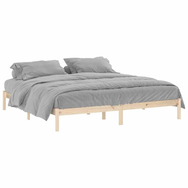 vidaXL Bed Frame without Mattress 193x203 cm Solid Wood Pine King