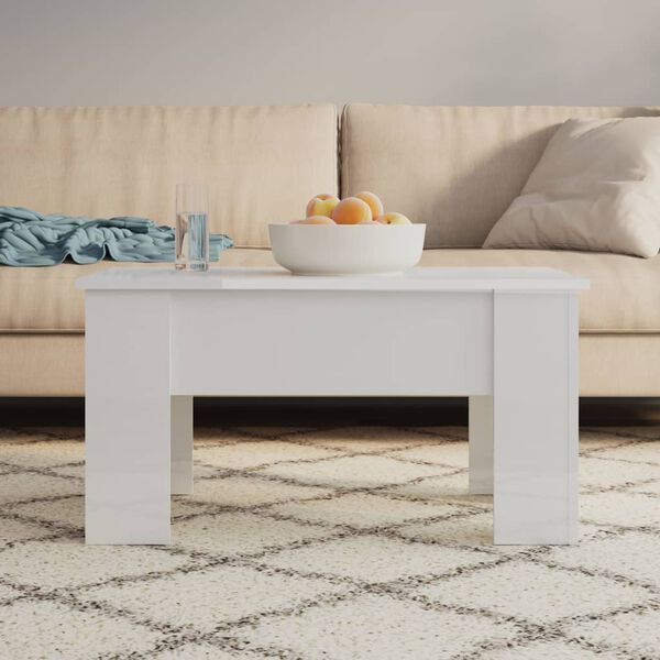 vidaXL Coffee Table High Gloss White 79x49x41 cm Engineered Wood