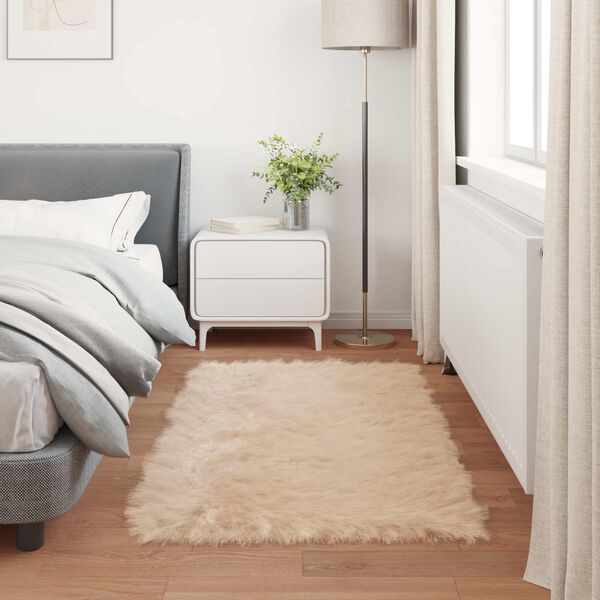vidaXL Faux Sheepskin Rug Tafalla Beige 60 x 110 cm Polyester