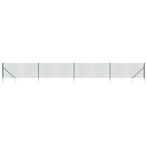vidaXL Wire Mesh Fence with Spike Anchors Green 0.8x10 m