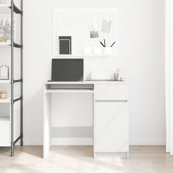 vidaXL Desk White 86x49x76 cm Engineered Wood