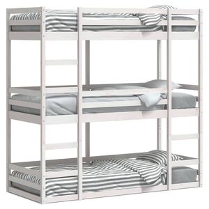 vidaXL Triple Bunk Bed without Mattress White 90x200cm Solid Wood Pine