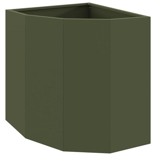 vidaXL Corner Planter Olive green 45 x 45 x 50 cm Steel