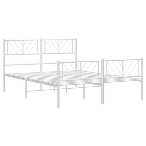 vidaXL Metal Bed Frame without Mattress with Footboard White 135x190cm