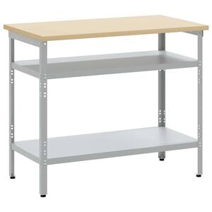 vidaXL Work Table with Shelf Grey and Beige 100 x 55 x 85 cm Steel
