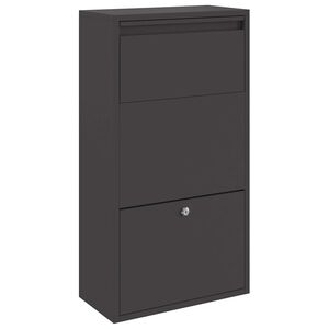 vidaXL Parcel Drop Box with Storage Black 44 x 22 x 82 cm Steel