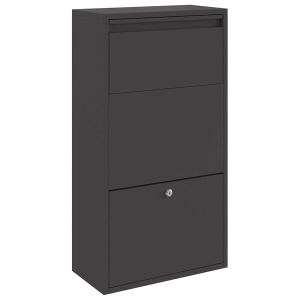vidaXL Parcel Drop Box with Storage Black 44 x 22 x 82 cm Steel