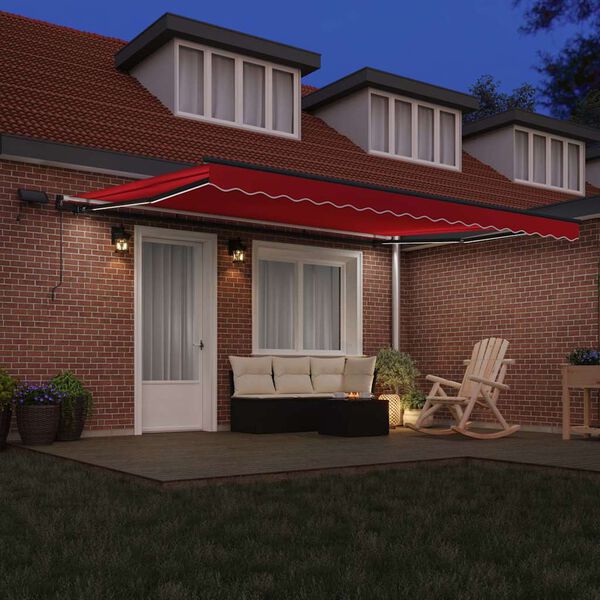 vidaXL Retractable Awning Manual Red 450 x 300 cm Fabric
