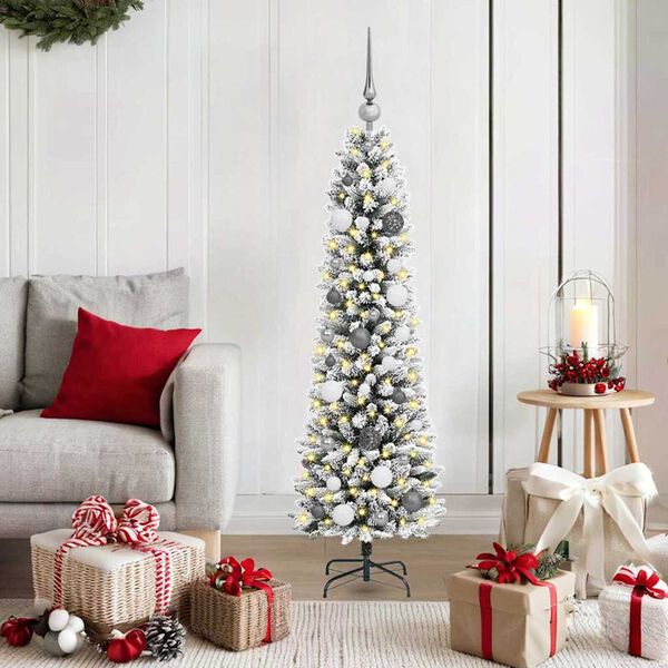 vidaXL Artificial Christmas Tree with 150 LEDs with Stand White 150 cm