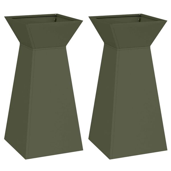 vidaXL Pillar Planter 2 pcs Olive 35 x 35 x 73 cm